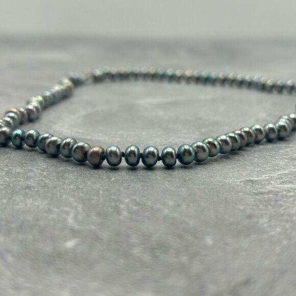 NWOT Vintage Womens Blue Green Natural Pearl Bead Necklace l Jewelry Gift Cockta - Picture 4 of 9